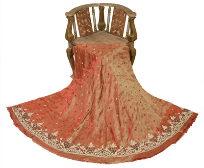 Sanskriti Vintage Red Long Lehenga Art Silk Hand Embroidered Zardozi Unstitch