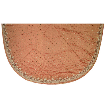 Sanskriti Vintage Red Long Lehenga Art Silk Hand Embroidered Zardozi Unstitch