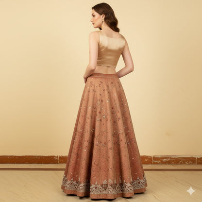 Sanskriti Vintage Red Long Lehenga Art Silk Hand Embroidered Zardozi Unstitch