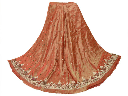 Sanskriti Vintage Red Long Lehenga Art Silk Hand Embroidered Zardozi Unstitch