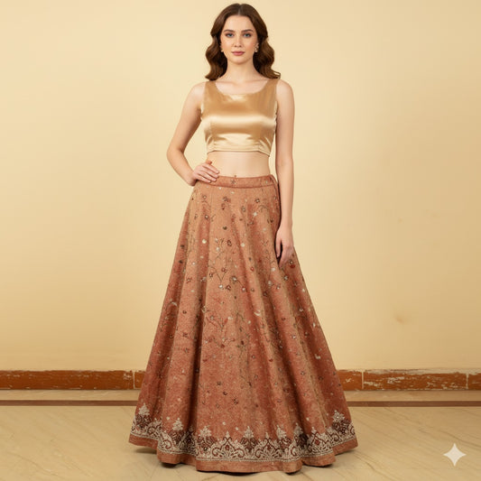 Sanskriti Vintage Red Long Lehenga Art Silk Hand Embroidered Zardozi Unstitch