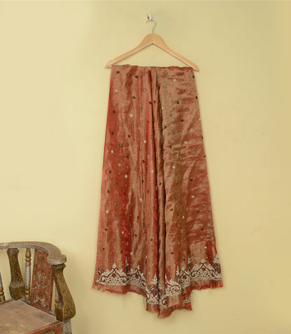 Sanskriti Vintage Red Long Lehenga Art Silk Hand Embroidered Zardozi Unstitch