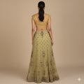 Sanskriti Vintage Green Long Lehenga Net Mesh Hand Embroidered Zardozi Stitched