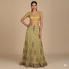 Sanskriti Vintage Green Long Lehenga Net Mesh Hand Embroidered Zardozi Stitched