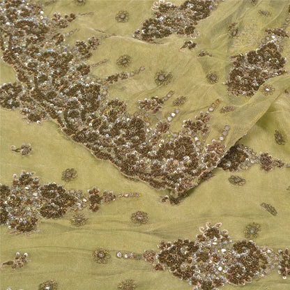 Sanskriti Vintage Green Long Lehenga Net Mesh Hand Embroidered Zardozi Stitched