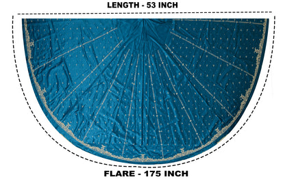 Sanskriti Vintage Blue Long Lehenga Satin Silk Hand Embroidered Zardozi Unstitch