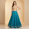 Sanskriti Vintage Blue Long Lehenga Satin Silk Hand Embroidered Zardozi Unstitch