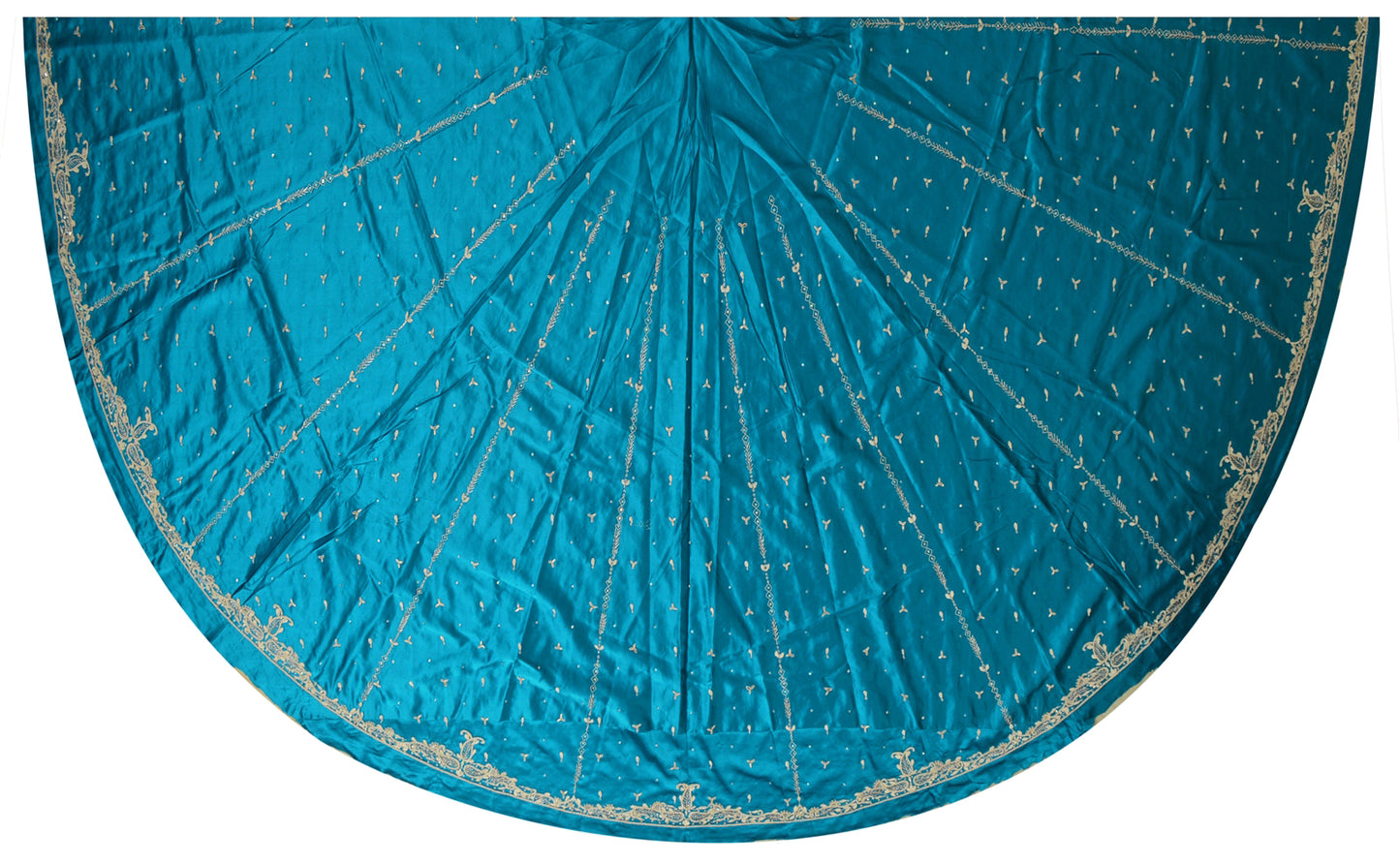 Sanskriti Vintage Blue Long Lehenga Satin Silk Hand Embroidered Zardozi Unstitch