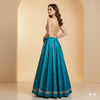 Sanskriti Vintage Blue Long Lehenga Satin Silk Hand Embroidered Zardozi Unstitch