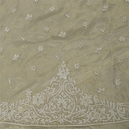 Sanskriti Vintage Ivory Long Lehenga Pure Silk Hand Embroidered Zardozi Unstitch