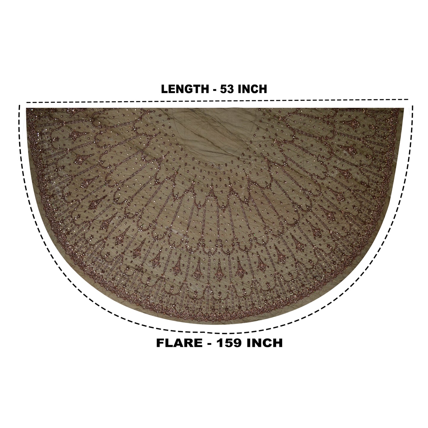 Sanskriti Vintage Brown Long Lehenga Net Mesh Hand Beaded Zardozi Unstitched