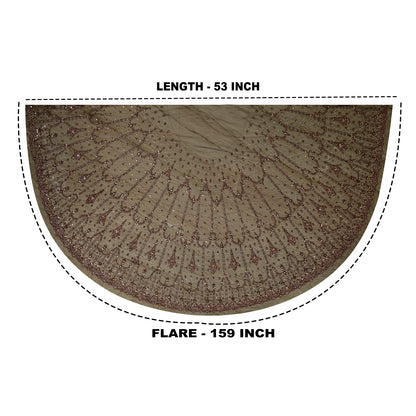 Sanskriti Vintage Brown Long Lehenga Net Mesh Hand Beaded Zardozi Unstitched