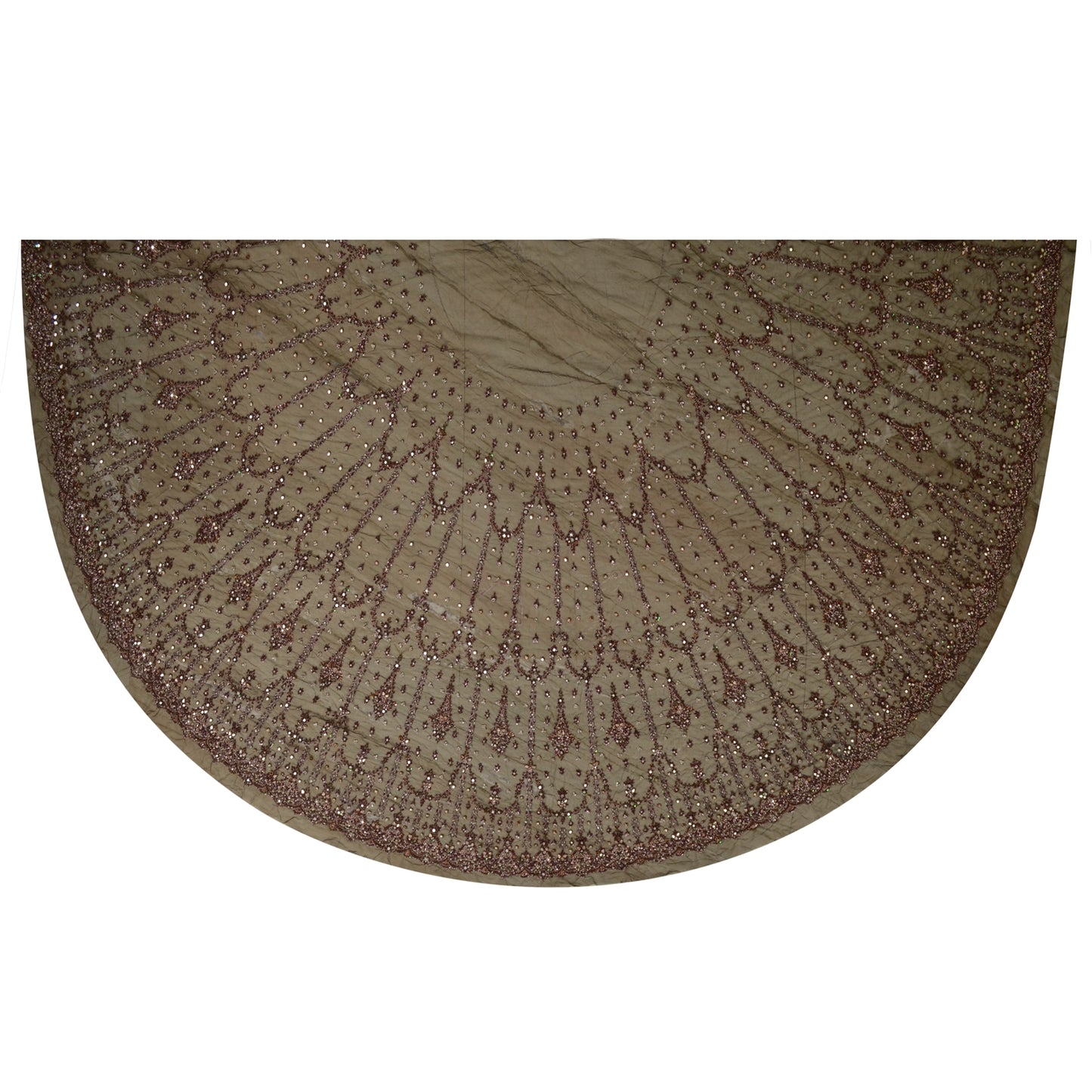 Sanskriti Vintage Brown Long Lehenga Net Mesh Hand Beaded Zardozi Unstitched