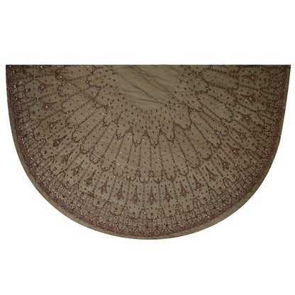 Sanskriti Vintage Brown Long Lehenga Net Mesh Hand Beaded Zardozi Unstitched