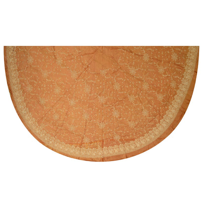 Sanskriti Vintage Orange Long Lehenga Pure Silk Hand Embroidery Zardozi Unstitch