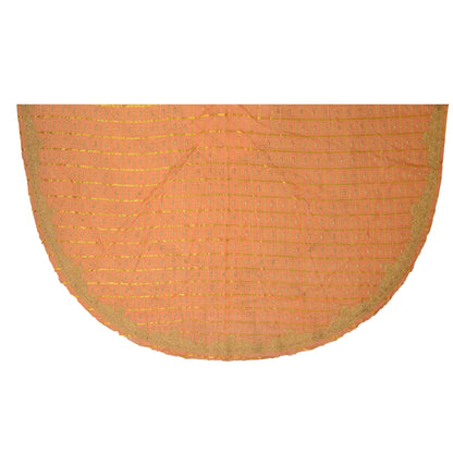 Sanskriti Vintage Peach Long Lehenga Pure Silk Hand Embroidered Zardozi Unstitch