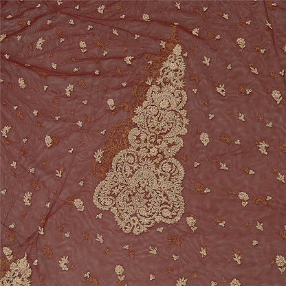 Sanskriti Vintage Dark Red Long Lehenga Net Hand Embroidered Zardozi Unstitched