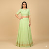 Sanskriti Vintage GreenLong Lehenga Satin Silk Hand Embroidered Zardozi Unstitch
