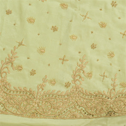 Sanskriti Vintage GreenLong Lehenga Satin Silk Hand Embroidered Zardozi Unstitch