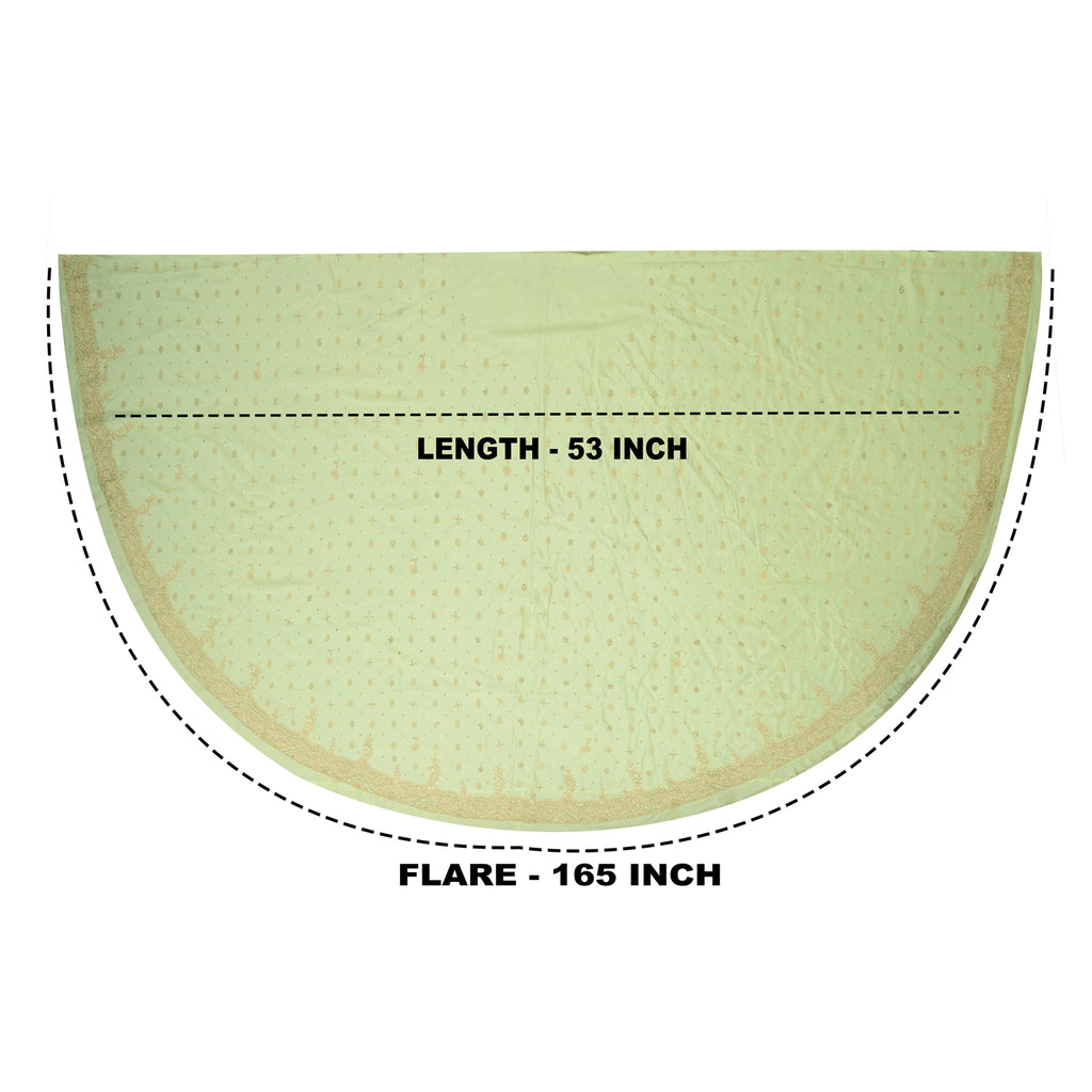 Sanskriti Vintage GreenLong Lehenga Satin Silk Hand Embroidered Zardozi Unstitch