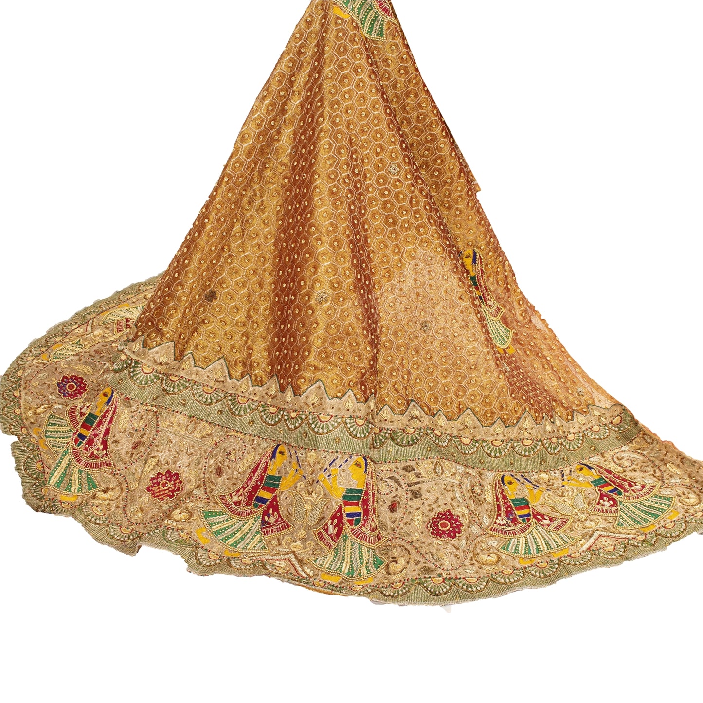 Sanskriti Vintage Brown Long Lehenga Art Silk Hand Embroidered Zardozi Unstitch