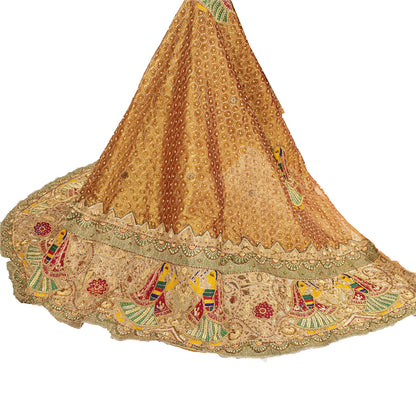 Sanskriti Vintage Brown Long Lehenga Art Silk Hand Embroidered Zardozi Unstitch