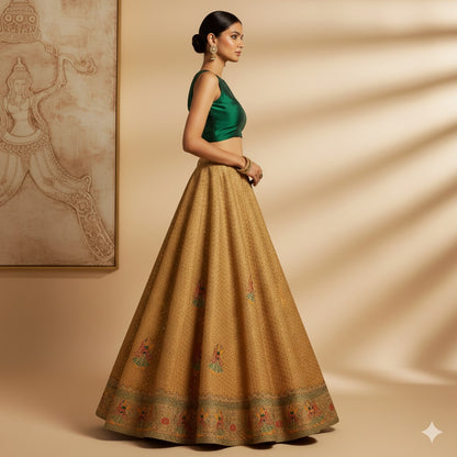 Sanskriti Vintage Brown Long Lehenga Art Silk Hand Embroidered Zardozi Unstitch