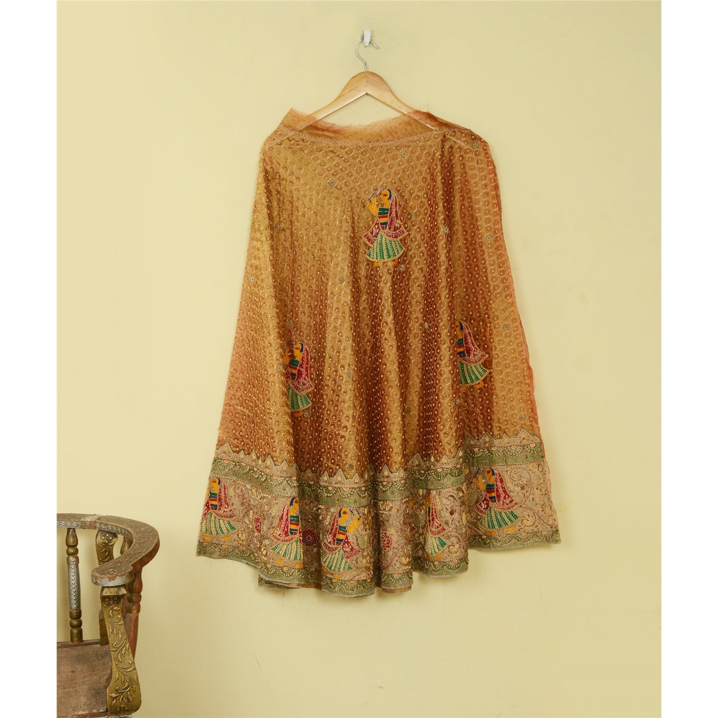 Sanskriti Vintage Brown Long Lehenga Art Silk Hand Embroidered Zardozi Unstitch