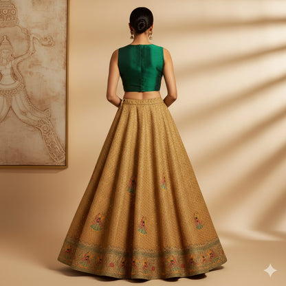 Sanskriti Vintage Brown Long Lehenga Art Silk Hand Embroidered Zardozi Unstitch