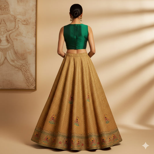 Sanskriti Vintage Brown Long Lehenga Art Silk Hand Embroidered Zardozi Unstitch