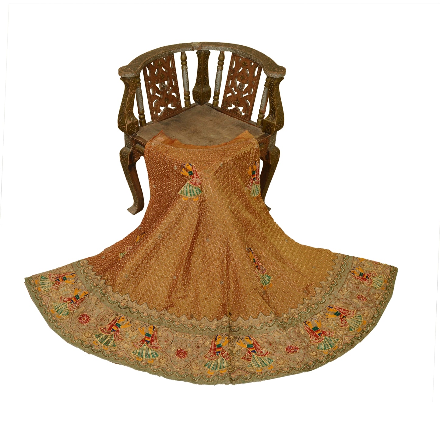 Sanskriti Vintage Brown Long Lehenga Art Silk Hand Embroidered Zardozi Unstitch