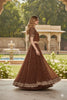 Sanskriti Vintage Brown Long Lehenga Net Mesh Hand Embroidered Zardozi Unstitch