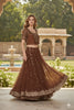 Sanskriti Vintage Brown Long Lehenga Net Mesh Hand Embroidered Zardozi Unstitch