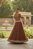 Sanskriti Vintage Brown Long Lehenga Net Mesh Hand Embroidered Zardozi Unstitch