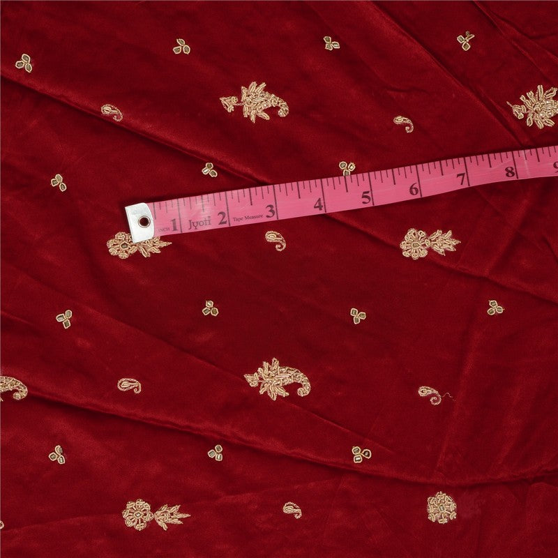 Sanskriti Vintage Red Long Lehenga Satin Silk Hand Embroidered Zardozi Unstitch