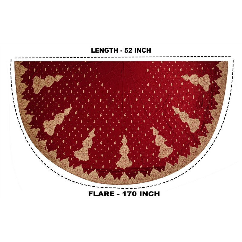 Sanskriti Vintage Red Long Lehenga Satin Silk Hand Embroidered Zardozi Unstitch
