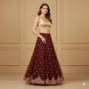 Sanskriti Vintage Red Long Lehenga Net Mesh Hand Embroidered Zardozi Unstitched