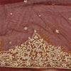 Sanskriti Vintage Red Long Lehenga Net Mesh Hand Embroidered Zardozi Unstitched