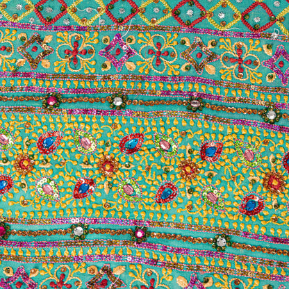 Sanskriti Vintage Orange Long Lehenga Pure Georgette Silk Hand Beaded Unstitched