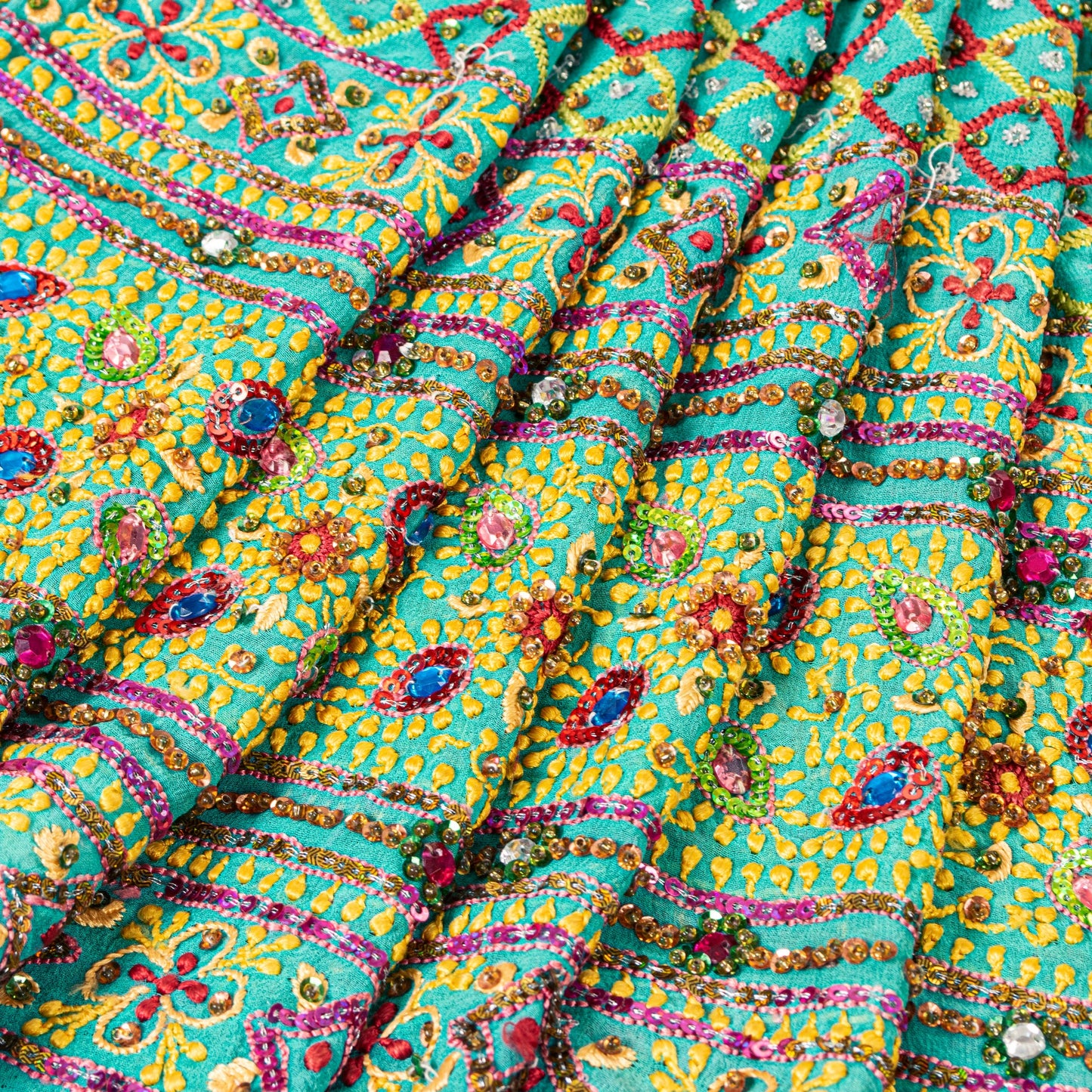 Sanskriti Vintage Orange Long Lehenga Pure Georgette Silk Hand Beaded Unstitched