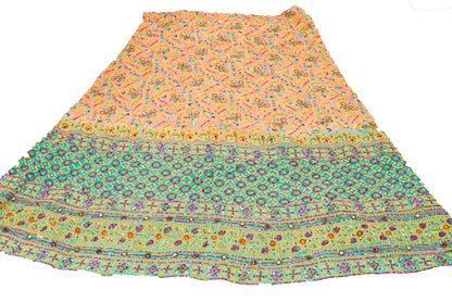 Sanskriti Vintage Orange Long Lehenga Pure Georgette Silk Hand Beaded Unstitched