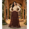 Sanskriti Vintage Brown Long Lehenga Net Mesh Hand Embroidered Zardozi Unstitch