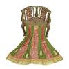 Sanskriti Vintage Long Stitched Golden Red & Green Lehenga Tissue Silk Hand Bead