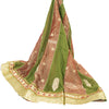 Sanskriti Vintage Long Stitched Golden Red & Green Lehenga Tissue Silk Hand Bead