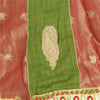 Sanskriti Vintage Long Stitched Golden Red & Green Lehenga Tissue Silk Hand Bead