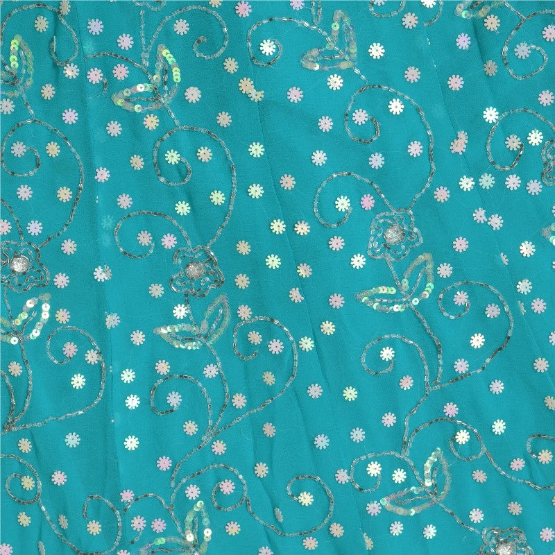 Sanskriti Vintage Blue Long Stitched Indian Lehenga Georgette Hand Beaded Sequin