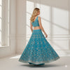 Sanskriti Vintage Blue Long Stitched Indian Lehenga Georgette Hand Beaded Sequin