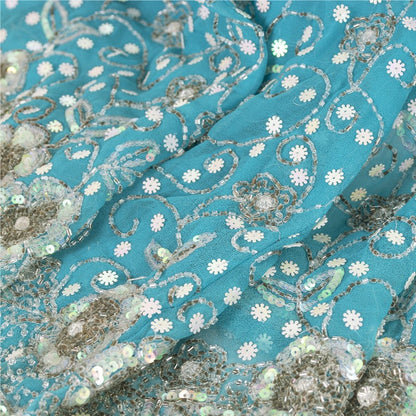 Sanskriti Vintage Blue Long Stitched Indian Lehenga Georgette Hand Beaded Sequin