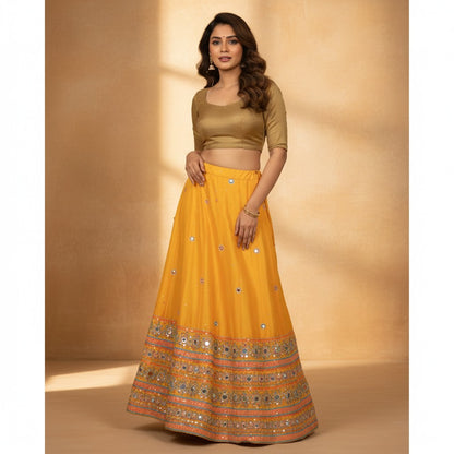 Sanskriti Vintage Yellow Long Stitched IndianWedding Lehenga Pure Silk Hand Bead