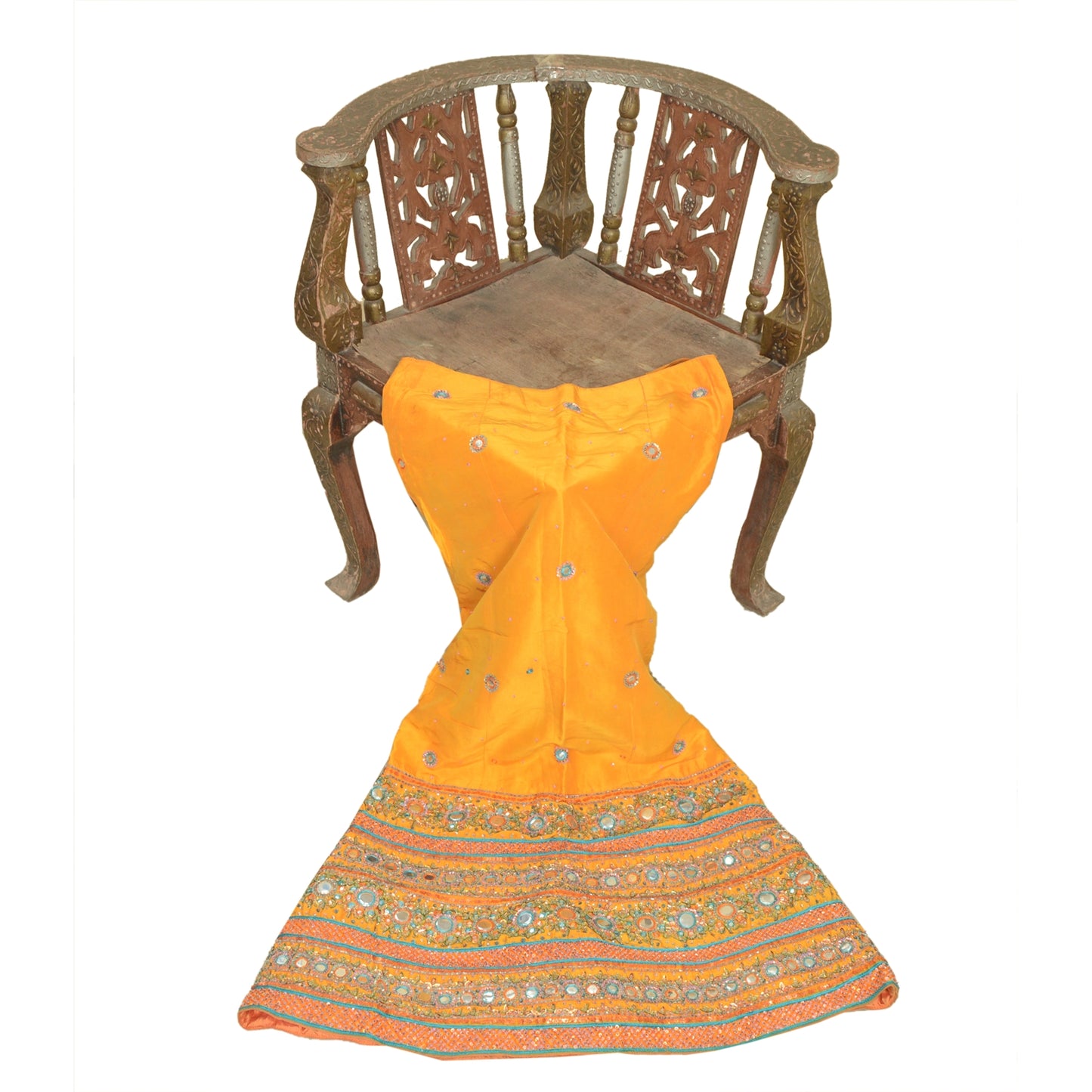 Sanskriti Vintage Yellow Long Stitched IndianWedding Lehenga Pure Silk Hand Bead